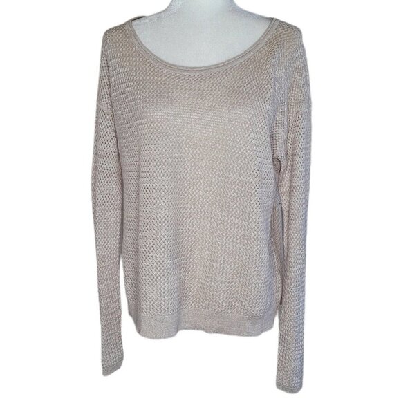 Joie Sweaters - Joie Blush Neutral Linen Cotton Knit Scoop Neck Long Sleeve Sweater Size Small